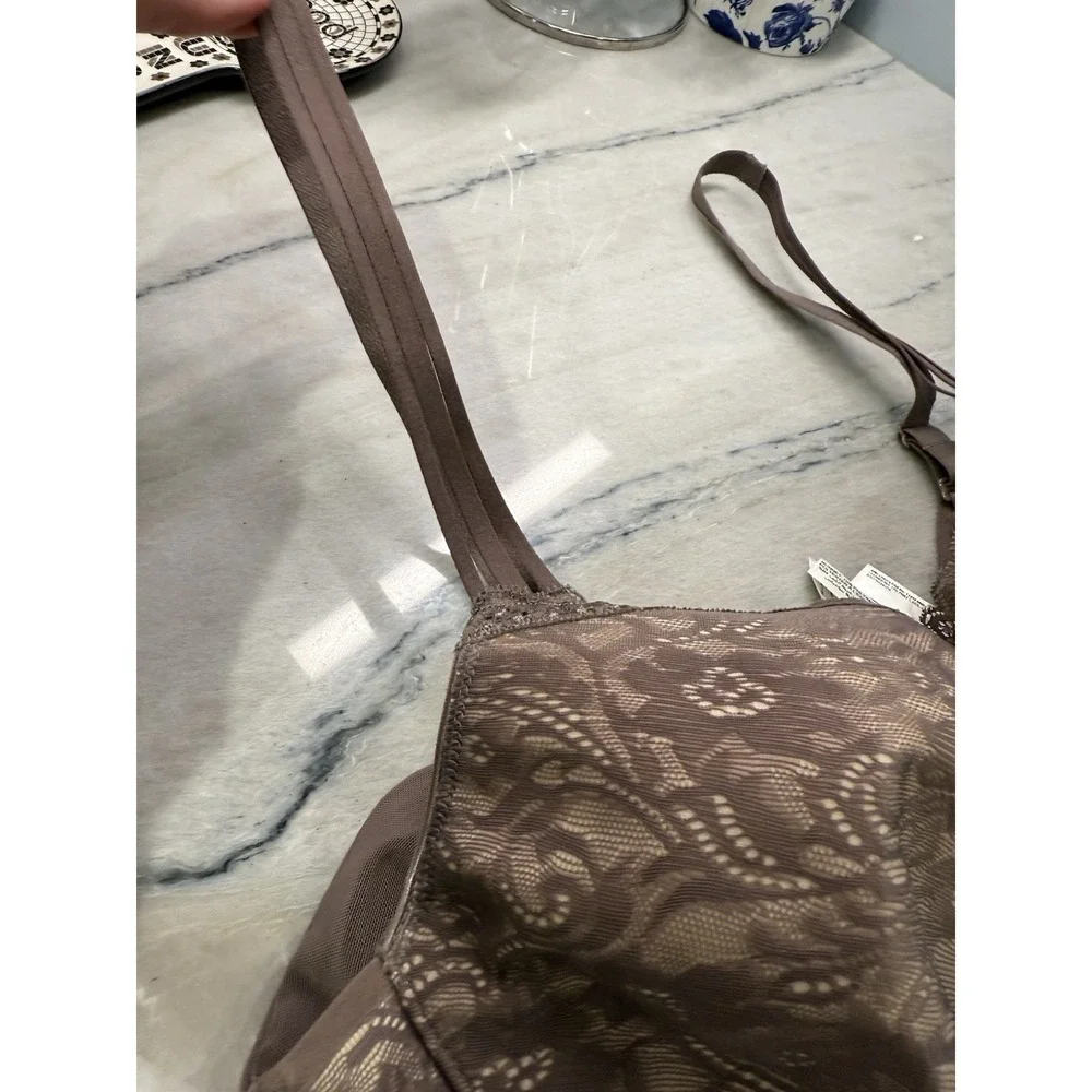SOMA 40D Enticing Lift Balconette Unlined Bra Taupe Gray Lace‎ EXCELLENT Cond - Picture 4 of 14